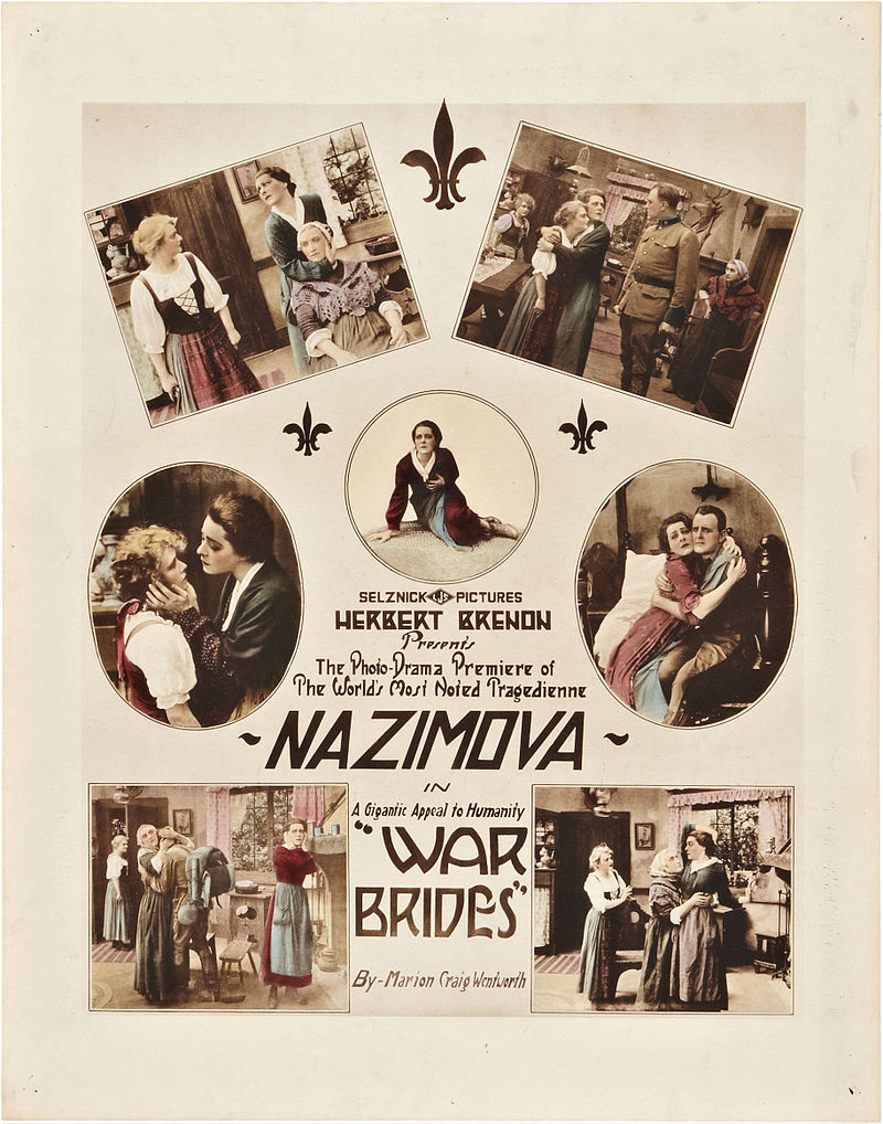 Richard Barthelmess, William Bailey, Gertrude Berkeley, Herbert Brenon, Charles Bryant, Charles Hutchison, Nila Mack, Alla Nazimova, and Theodora Warfield in War Brides (1916)