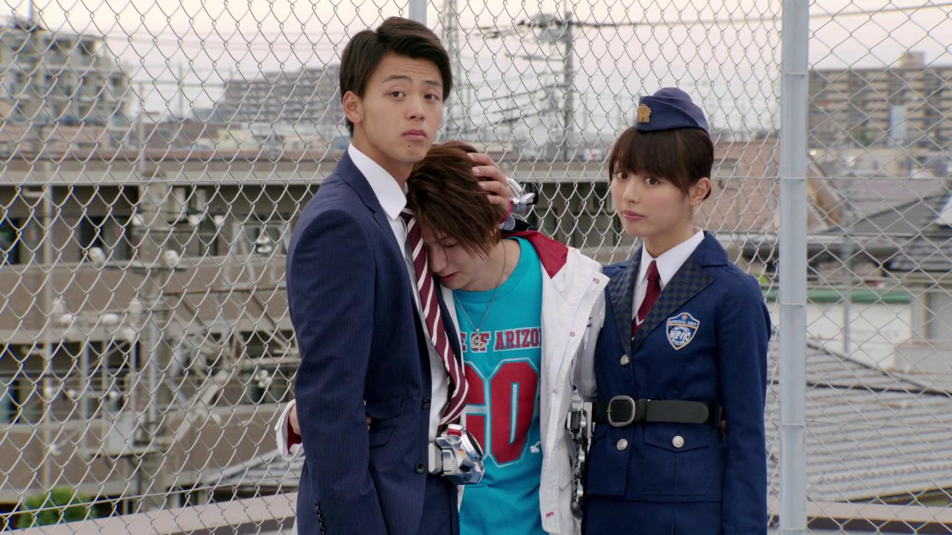 Yû Inaba, Rio Uchida, and Ryoma Takeuchi in Kamen Rider Drive (2014)