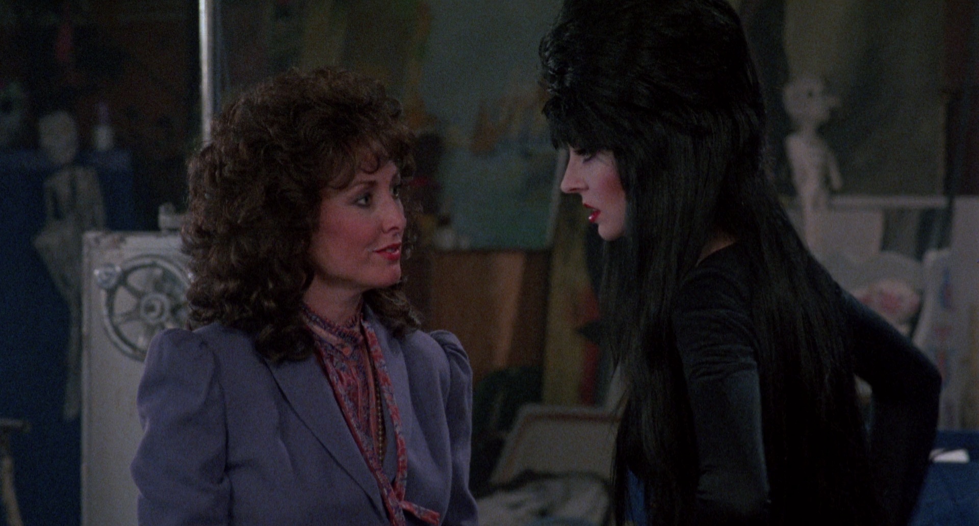 Cassandra Peterson and Tress MacNeille in Elvira: Mistress of the Dark (1988)