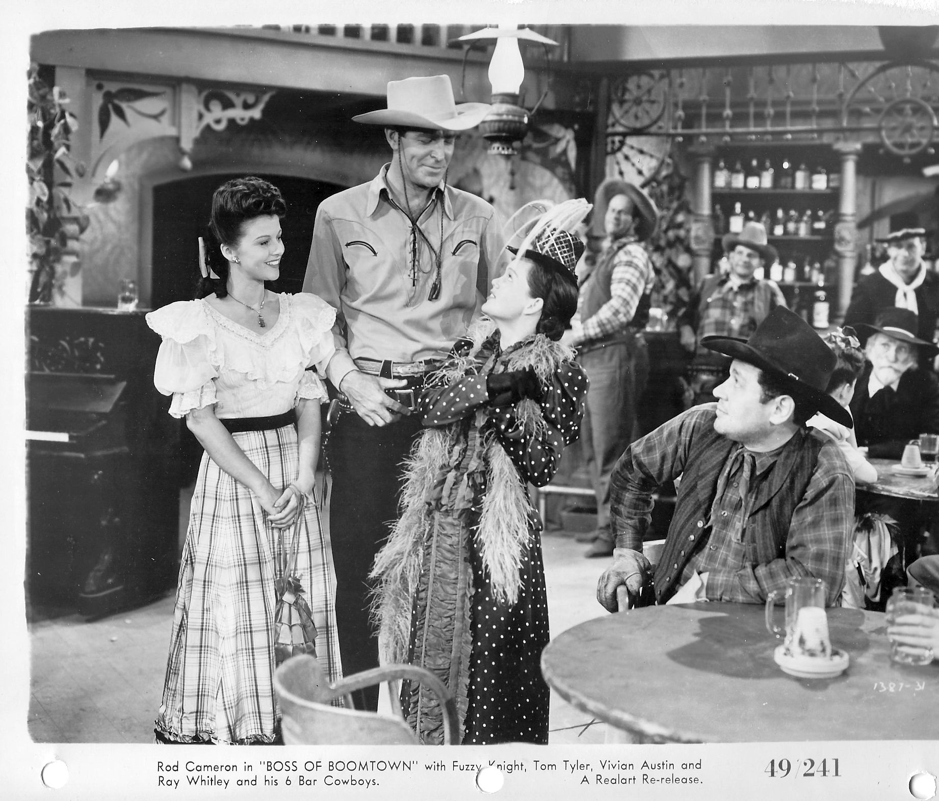 Richard Alexander, Marie Austin, Vivian Austin, Rod Cameron, and Tex Cooper in Boss of Boomtown (1944)