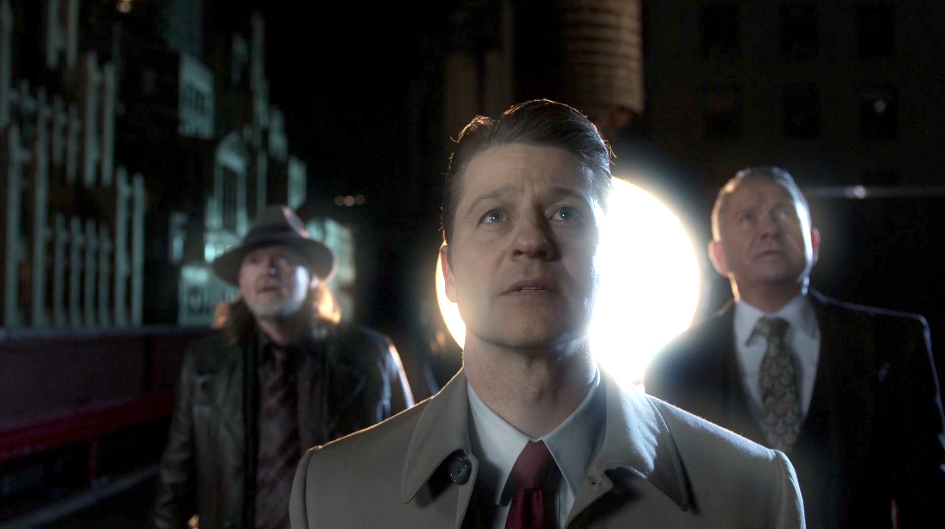 Donal Logue, Sean Pertwee, and Ben McKenzie in Gotham (2014)