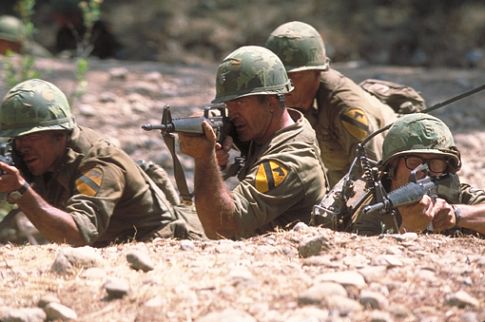 Jsu Garcia and Mel Gibson Creekbed in "We Were Soldiers"