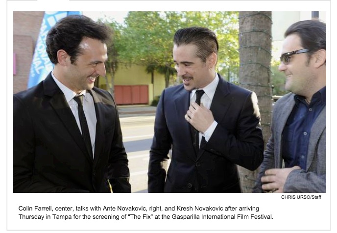 Colin Farrell, Ante Novakovic (Director: The Fix), Kresh Novakovic (Actor, The Fix) at the Gasparilla International Film Festival 2013 Screening of "THE FIX"