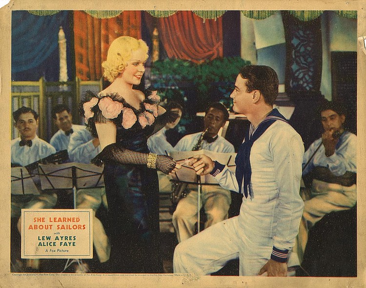 Lew Ayres and Alice Faye in She Learned About Sailors (1934)