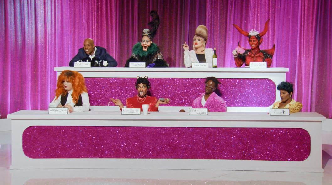 Jaida Essence Hall, Sutan Amrull, Jinkx Monsoon, Jaren Merrell, Monét X Change, James Lee Williams, Ryan A. Taylor, and Jovan Bridges in Snatch Game (2022)