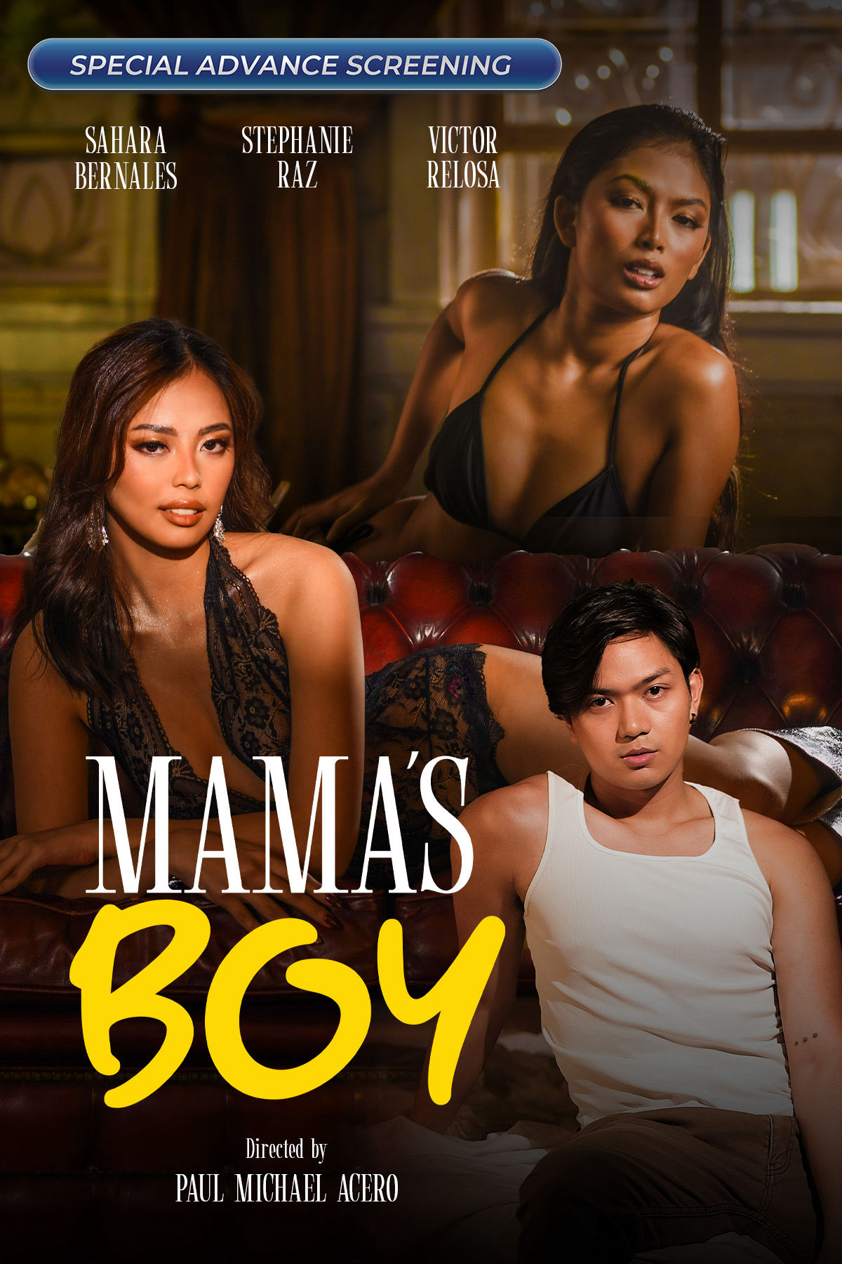 Victor Relosa, Stephanie Raz, and Sahara Bernales in Mama's Boy (2024)