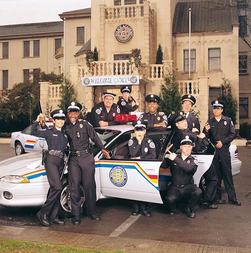 Jeremiah Birkett, Matt Borlenghi, Heather Campbell, Rod Crawford, Joe Flaherty, Christine Gonzales, Tony Longo, P.J. Ochlan, Toby Proctor, and Michael Winslow in Police Academy: The Series (1997)