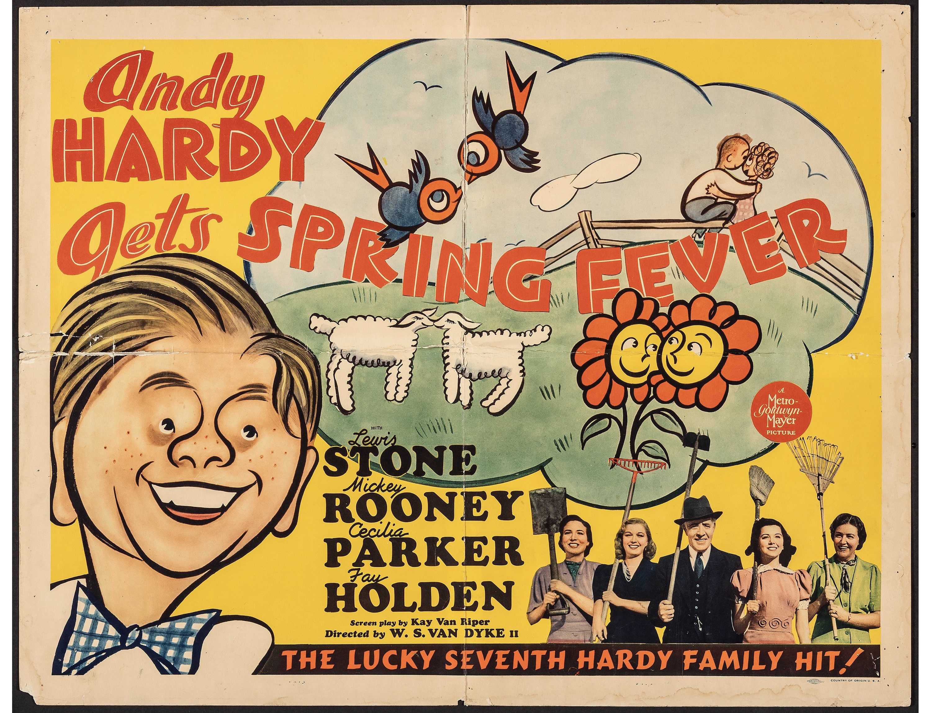 Mickey Rooney, Sara Haden, Fay Holden, Cecilia Parker, Ann Rutherford, and Lewis Stone in Andy Hardy Gets Spring Fever (1939)