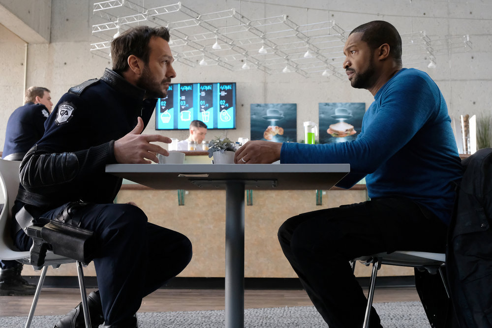 Roger Cross and Jeff Teravainen in Dark Matter (2015)