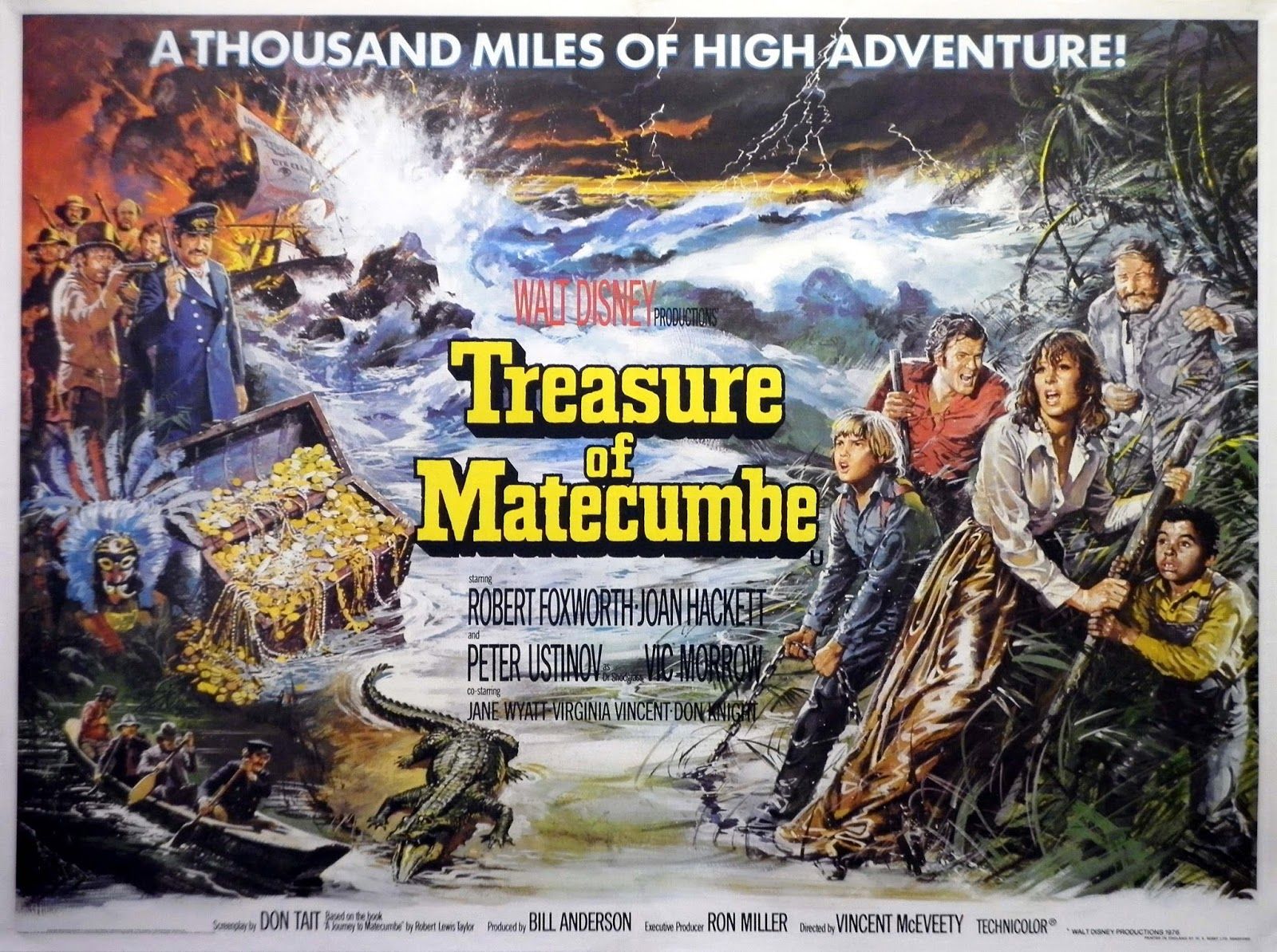 Peter Ustinov, Billy 'Pop' Atmore, Johnny Doran, and Joan Hackett in Treasure of Matecumbe (1976)