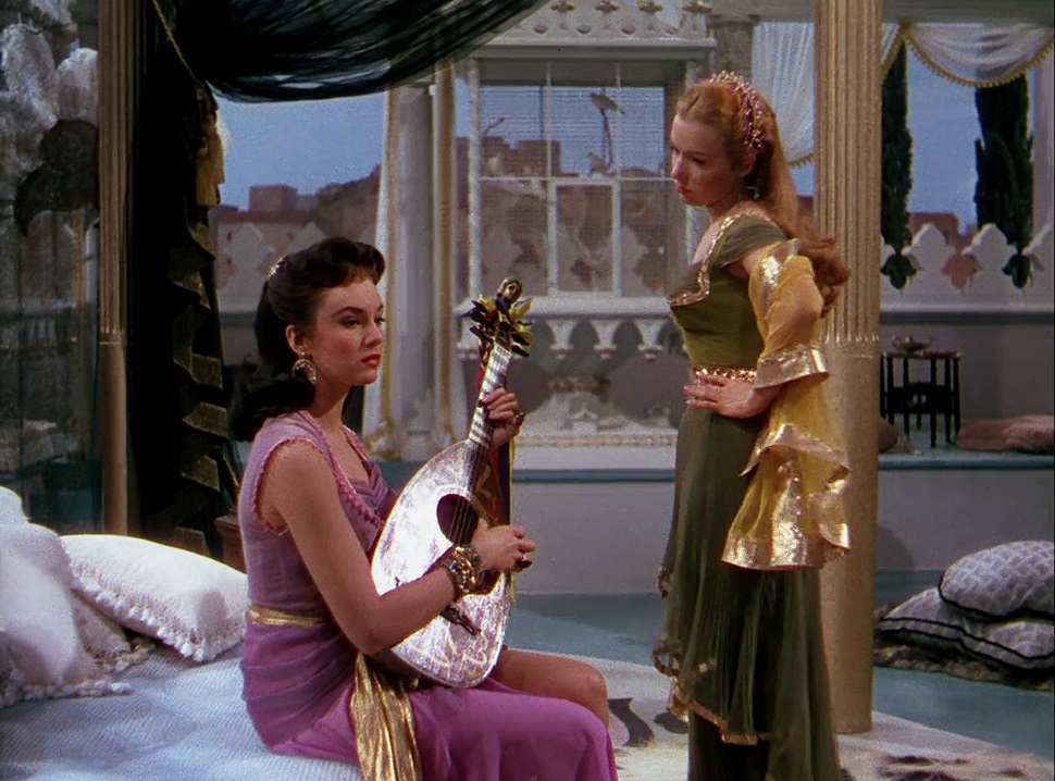 Piper Laurie and Kathleen Hughes in The Golden Blade (1953)