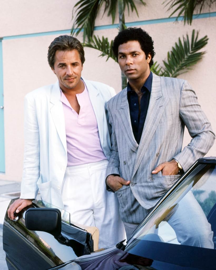 Don Johnson and Philip Michael Thomas at an event for Miami Vice (1984)