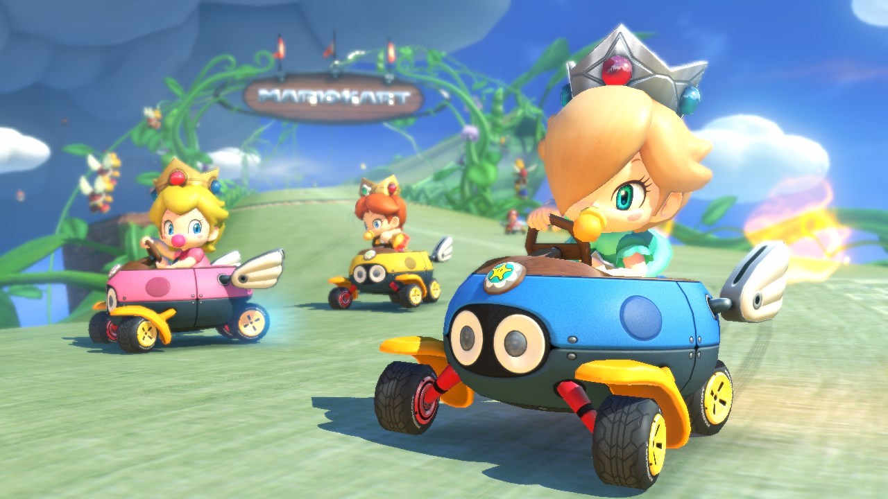 Deanna Mustard, Laura Faye Smith, and Samantha Kelly in Mario Kart 8 (2014)