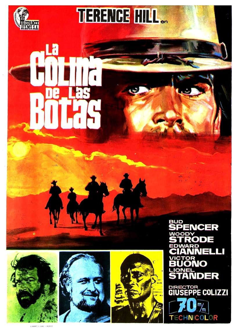 Terence Hill, Eduardo Ciannelli, Bud Spencer, and Woody Strode in La collina degli stivali (1969)