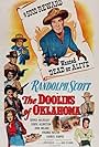 Randolph Scott, Noah Beery Jr., Louise Allbritton, Dona Drake, Virginia Huston, John Ireland, Charles Kemper, George Macready, and Frank Fenton in The Doolins of Oklahoma (1949)