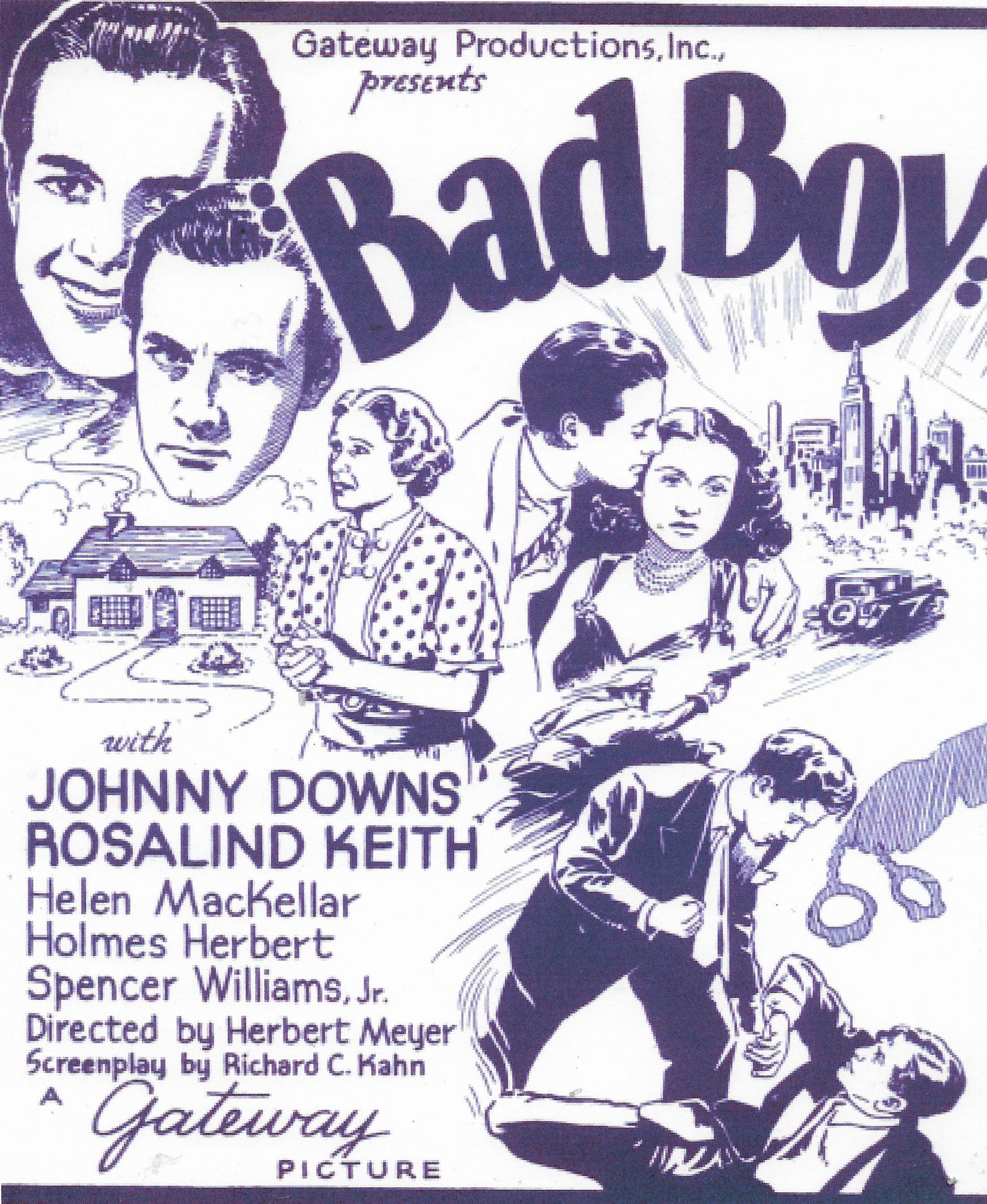 Johnny Downs, Rosalind Keith, Helen MacKellar, and Archie Robbins in Bad Boy (1939)