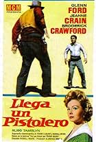 Glenn Ford, Jeanne Crain, and Broderick Crawford in Llega un pistolero (1956)