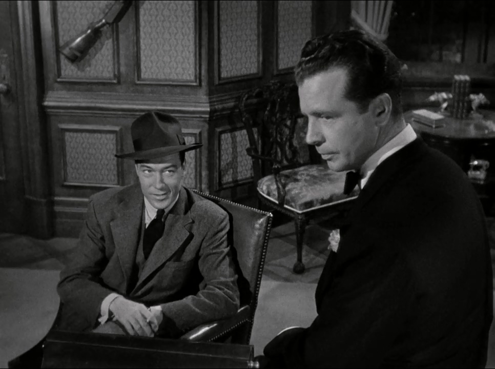 Jim Bannon and Dick Powell in Johnny O'Clock (1947)