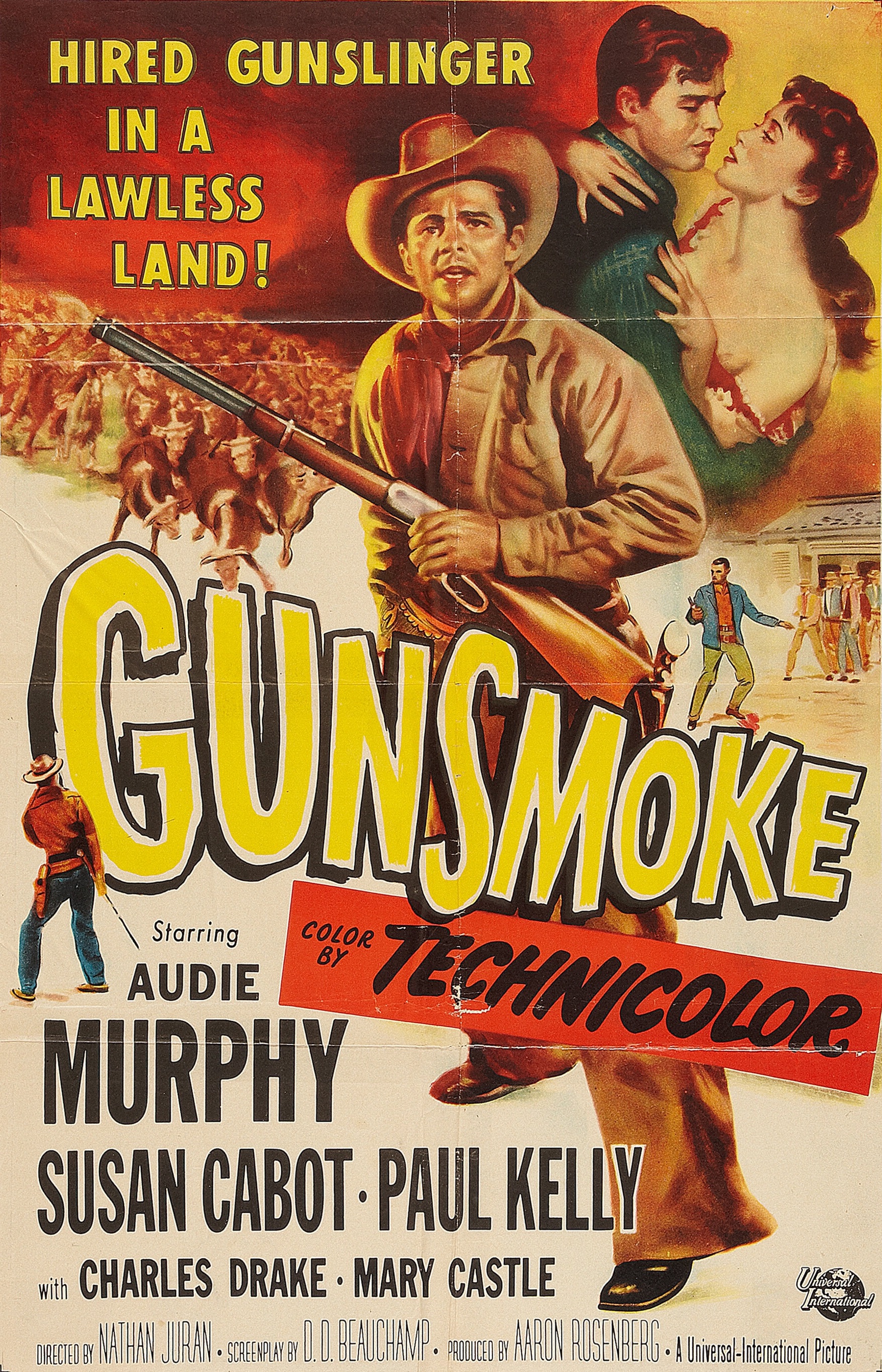 Audie Murphy and Susan Cabot in Gunsmoke (1953)