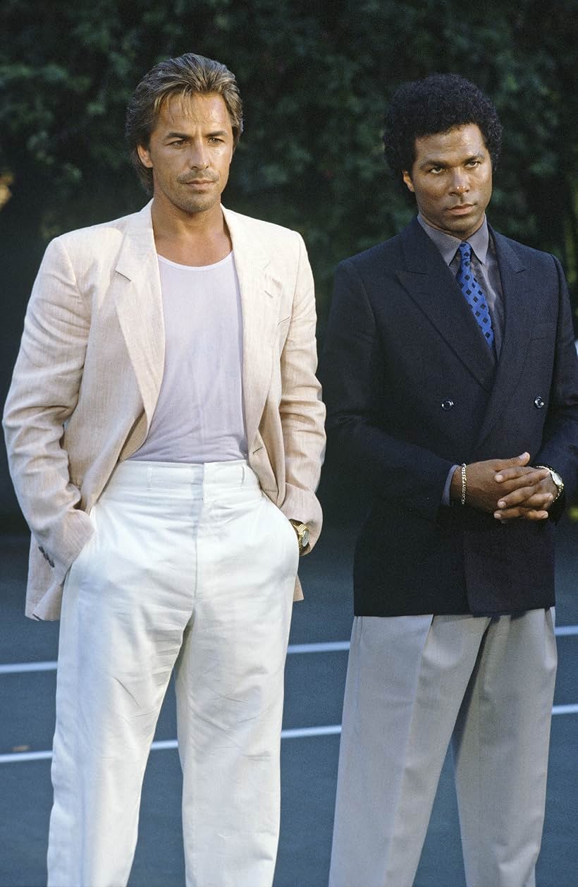 Don Johnson and Philip Michael Thomas at an event for Miami Vice (1984)