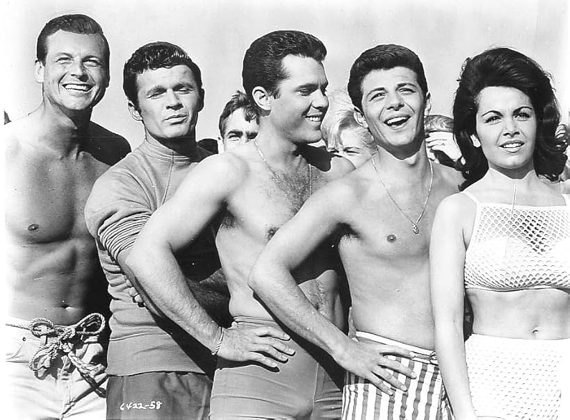 Frankie Avalon, Annette Funicello, John Ashley, Dick Dale, and Jody McCrea in Muscle Beach Party (1964)