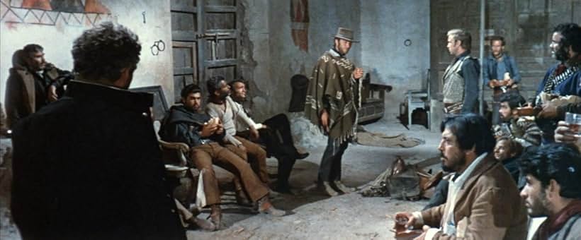 Clint Eastwood, Klaus Kinski, Gian Maria Volontè, Mario Brega, Frank Braña, José Canalejas, Antonio Molino Rojo, Panos Papadopulos, Luigi Pistilli, Benito Stefanelli, Eduardo García, Enrique García Santiago, and Luis Rodríguez in For a Few Dollars More (1965)