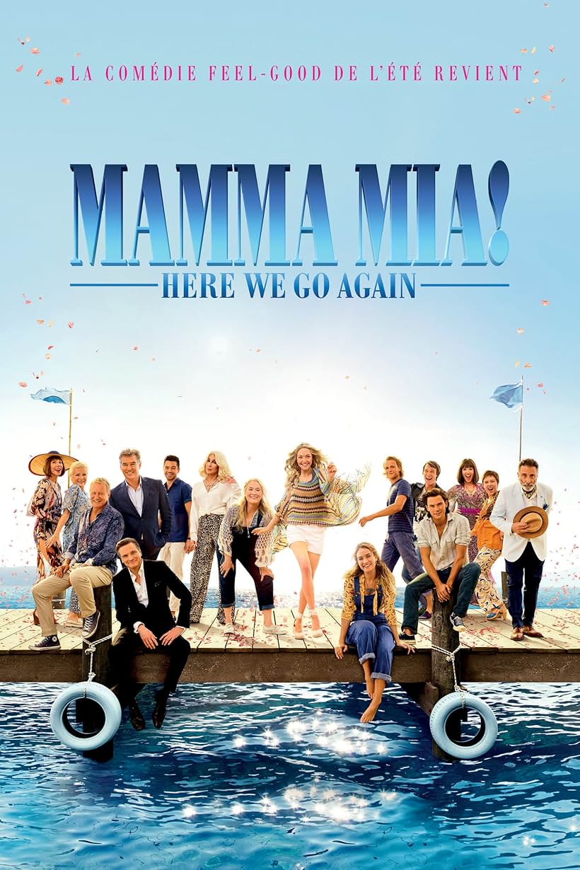 Pierce Brosnan, Colin Firth, Cher, Andy Garcia, Meryl Streep, Stellan Skarsgård, Christine Baranski, Julie Walters, Dominic Cooper, Amanda Seyfried, Hugh Skinner, Jeremy Irvine, Alexa Davies, Lily James, Jessica Keenan Wynn, and Josh Dylan in Mamma Mia! C'est reparti (2018)