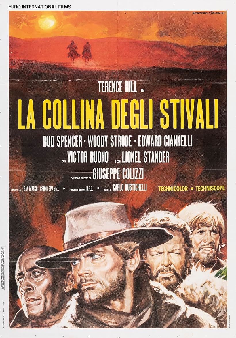 Terence Hill, Eduardo Ciannelli, Bud Spencer, and Woody Strode in La collina degli stivali (1969)