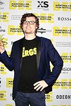 Ryan O'Leary accepting the award for Best International Short at the 2020 Manchester Film Festival.