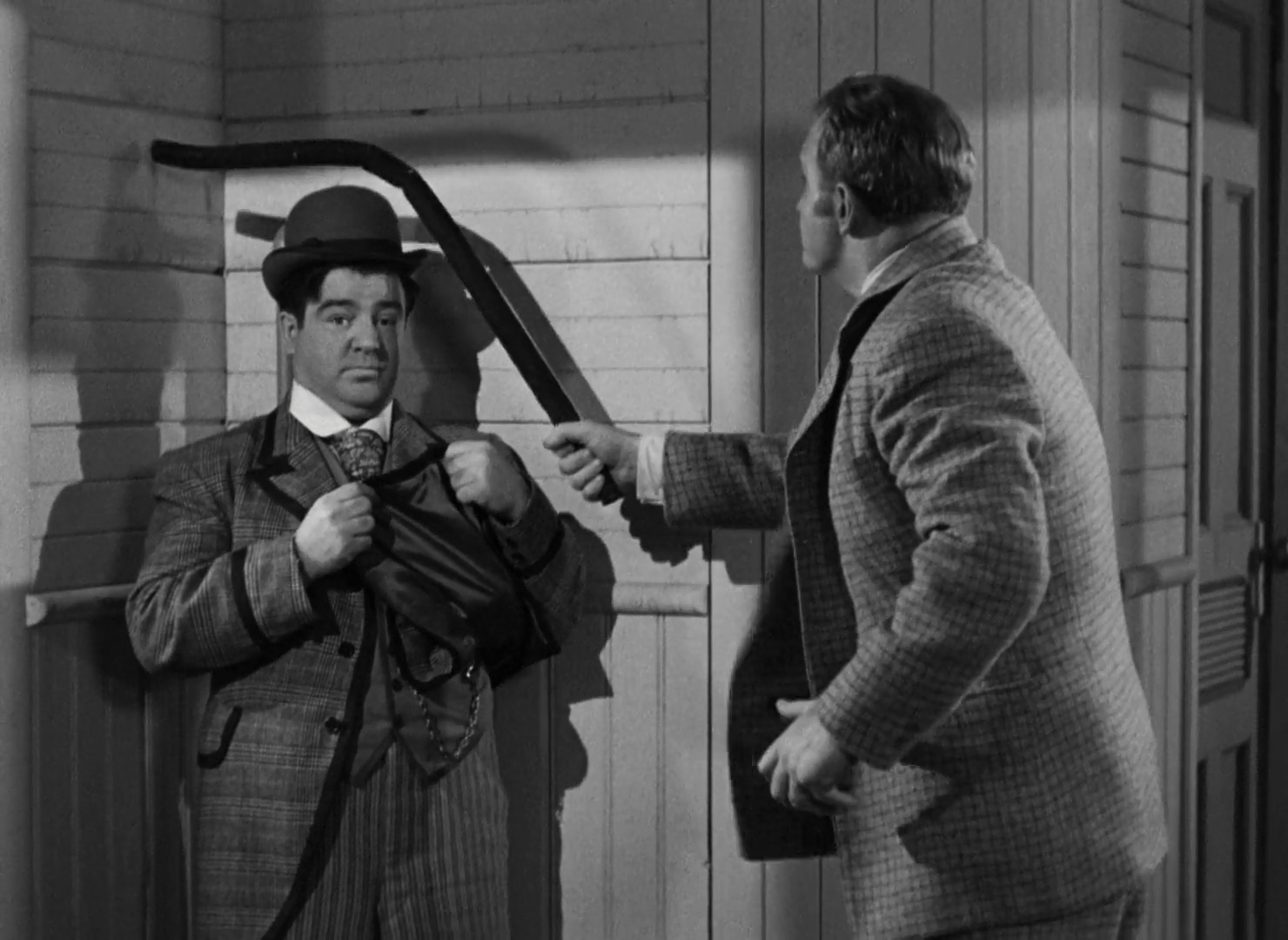 Lou Costello and Joe Sawyer in The Naughty Nineties (1945)