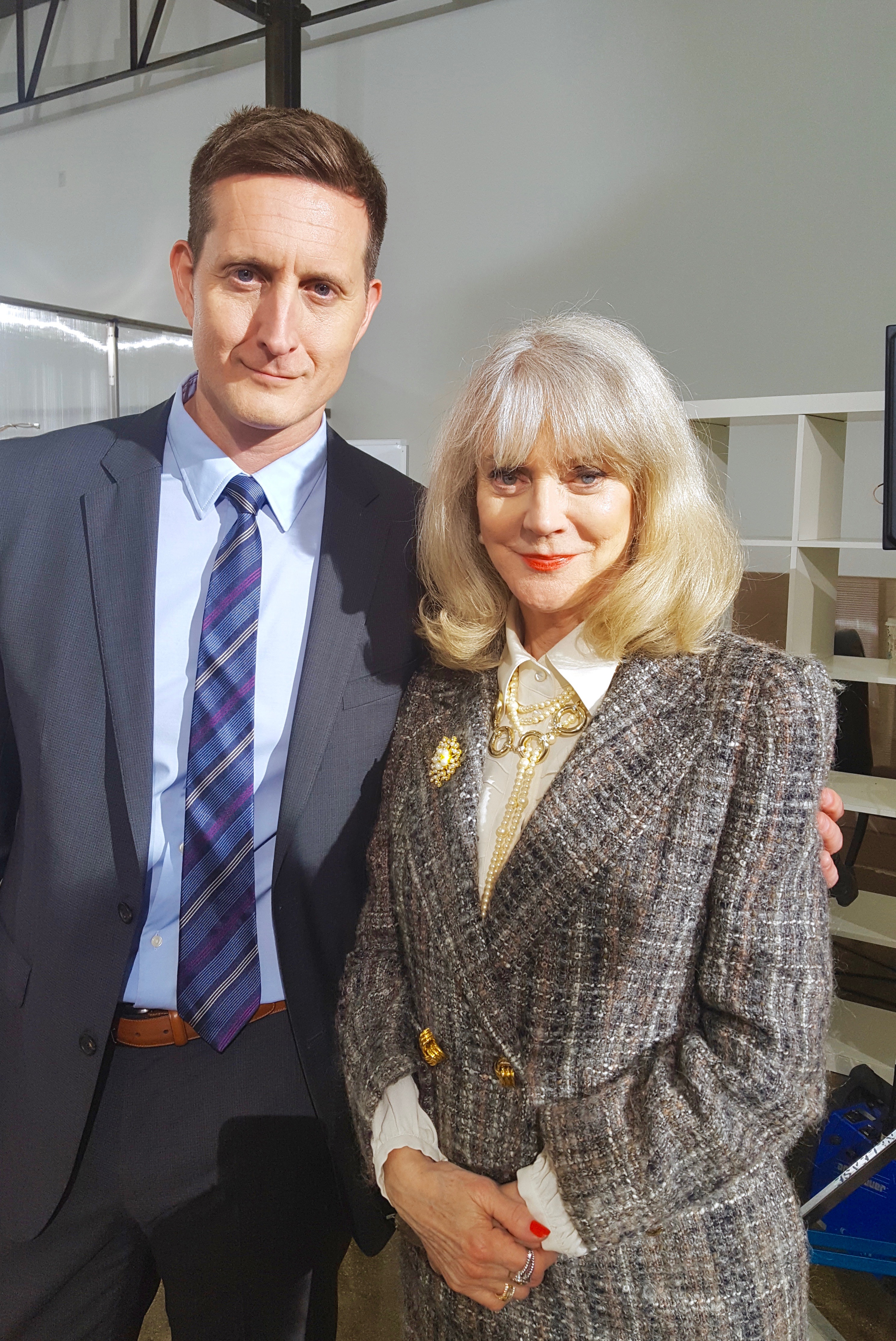 Curt Cornelius & Blythe Danner on the set of "Halfway There".