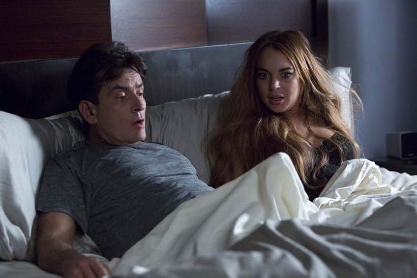 Charlie Sheen and Lindsay Lohan in Scary Movie 5 (2013)