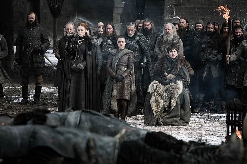 Liam Cunningham, Rory McCann, Joe Dempsie, Maisie Williams, Isaac Hempstead Wright, and Sophie Turner in Game of Thrones (2011)