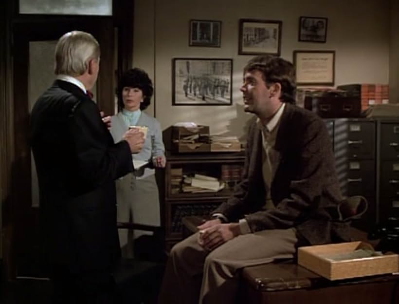 Jim Hutton, Nina Roman, and David Wayne in Ellery Queen (1975)