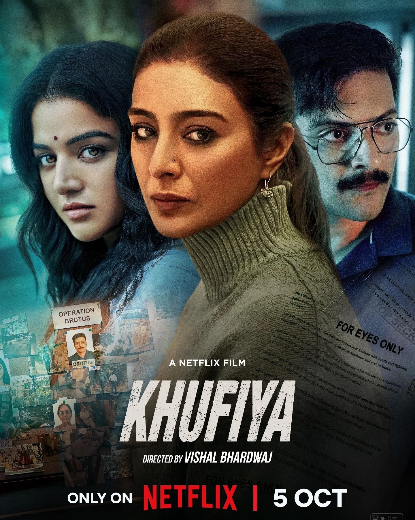 Tabu, Ali Fazal, and Wamiqa Gabbi in Khufiya (2023)