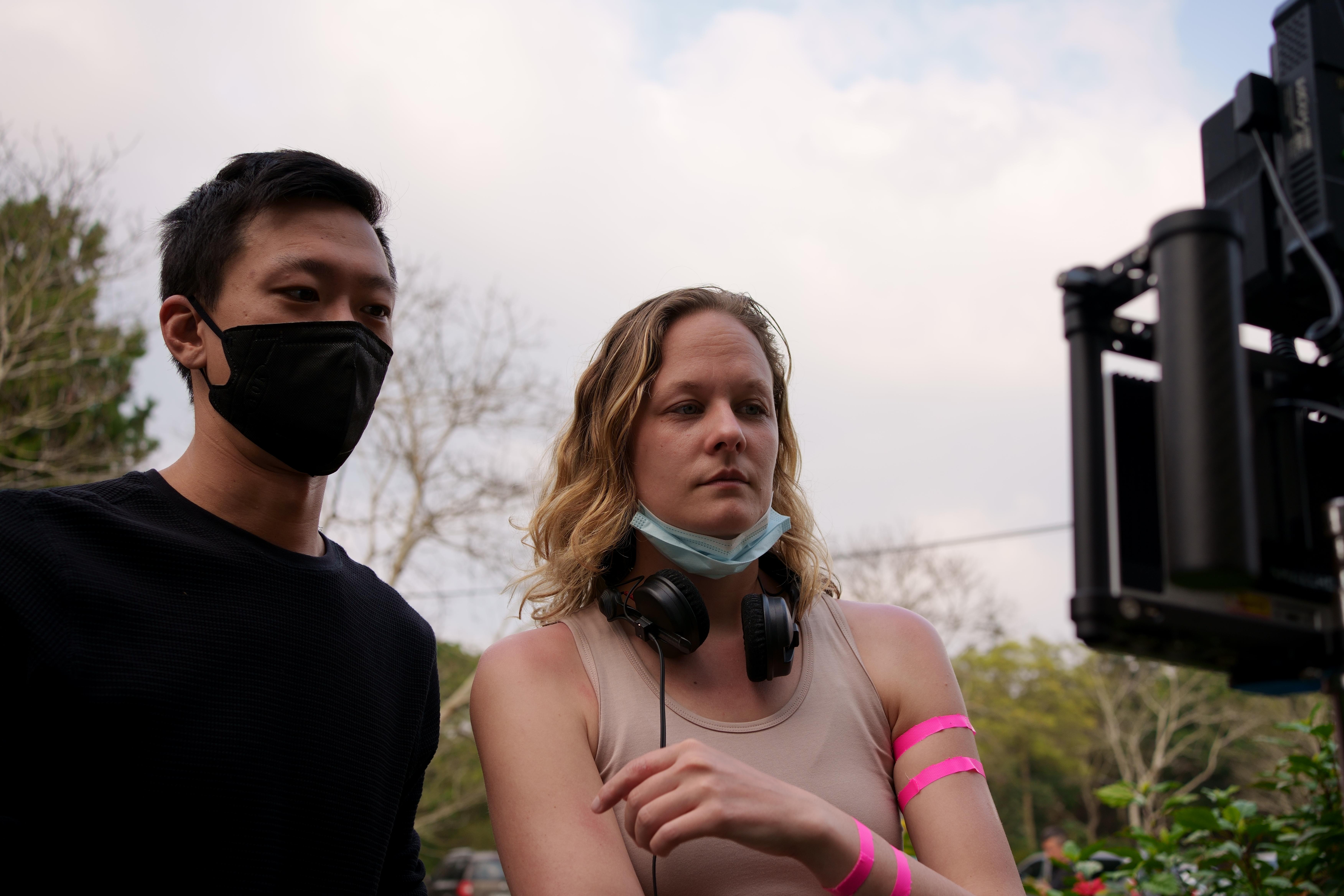 Director Sydney Tooley and AD Tom Chen on the set of Sun Moon - Taiwan