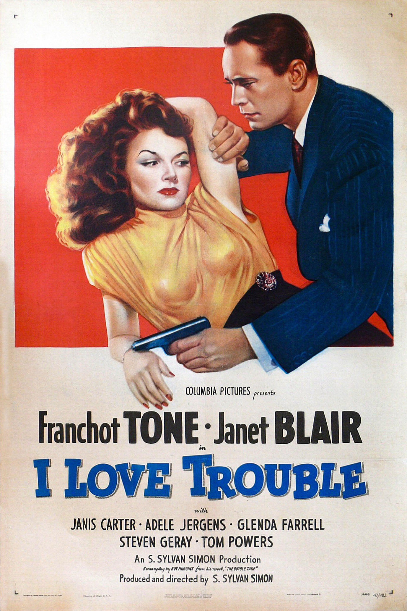 Janet Blair and Franchot Tone in I Love Trouble (1948)