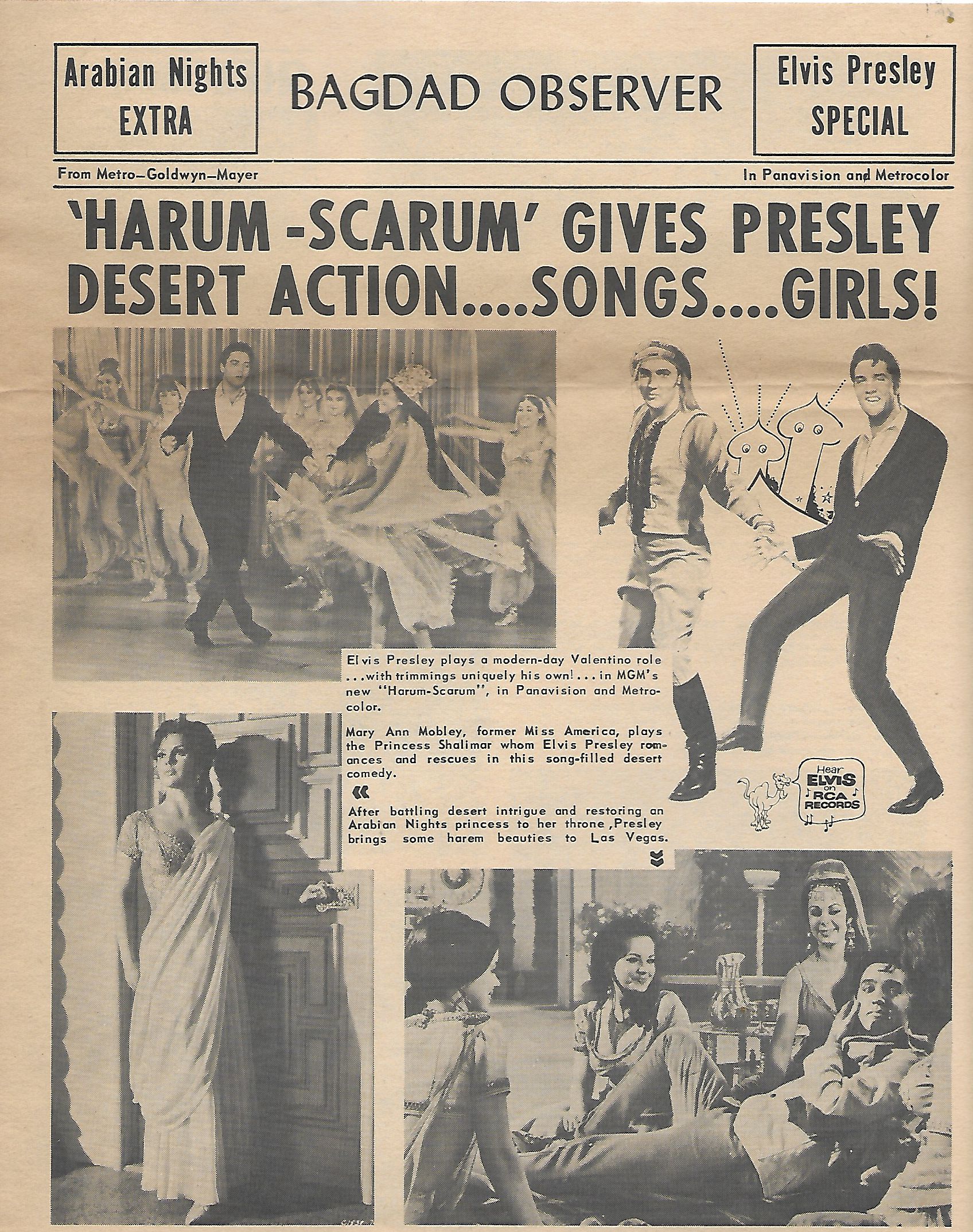 Elvis Presley, Fran Jeffries, and Mary Ann Mobley in Harum Scarum (1965)