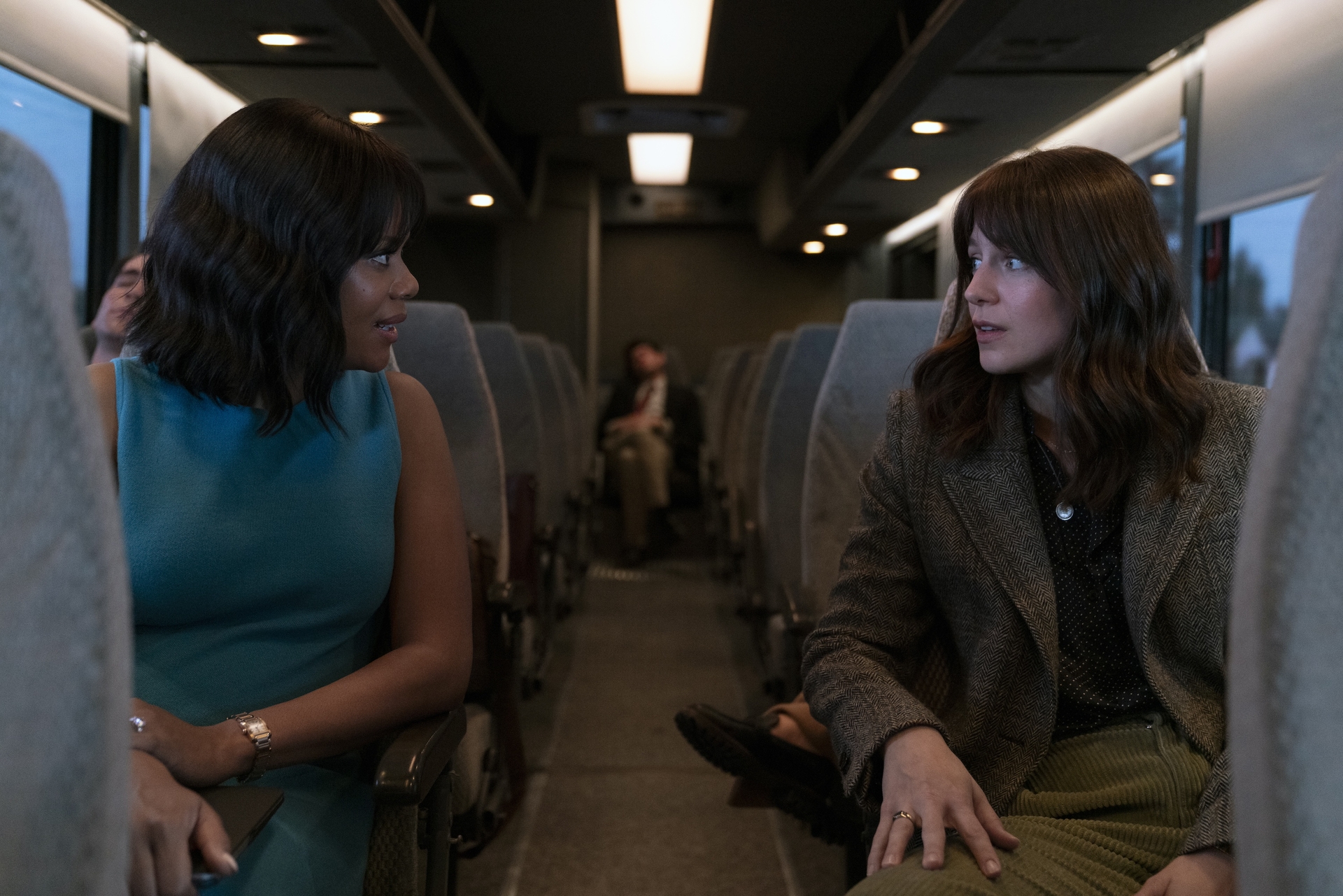 Melissa Benoist and Christina Elmore in The Girls on the Bus (2024)