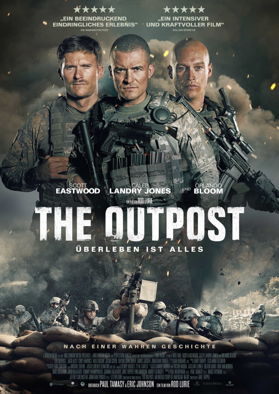 Orlando Bloom, Scott Eastwood, and Caleb Landry Jones in The Outpost (2019)