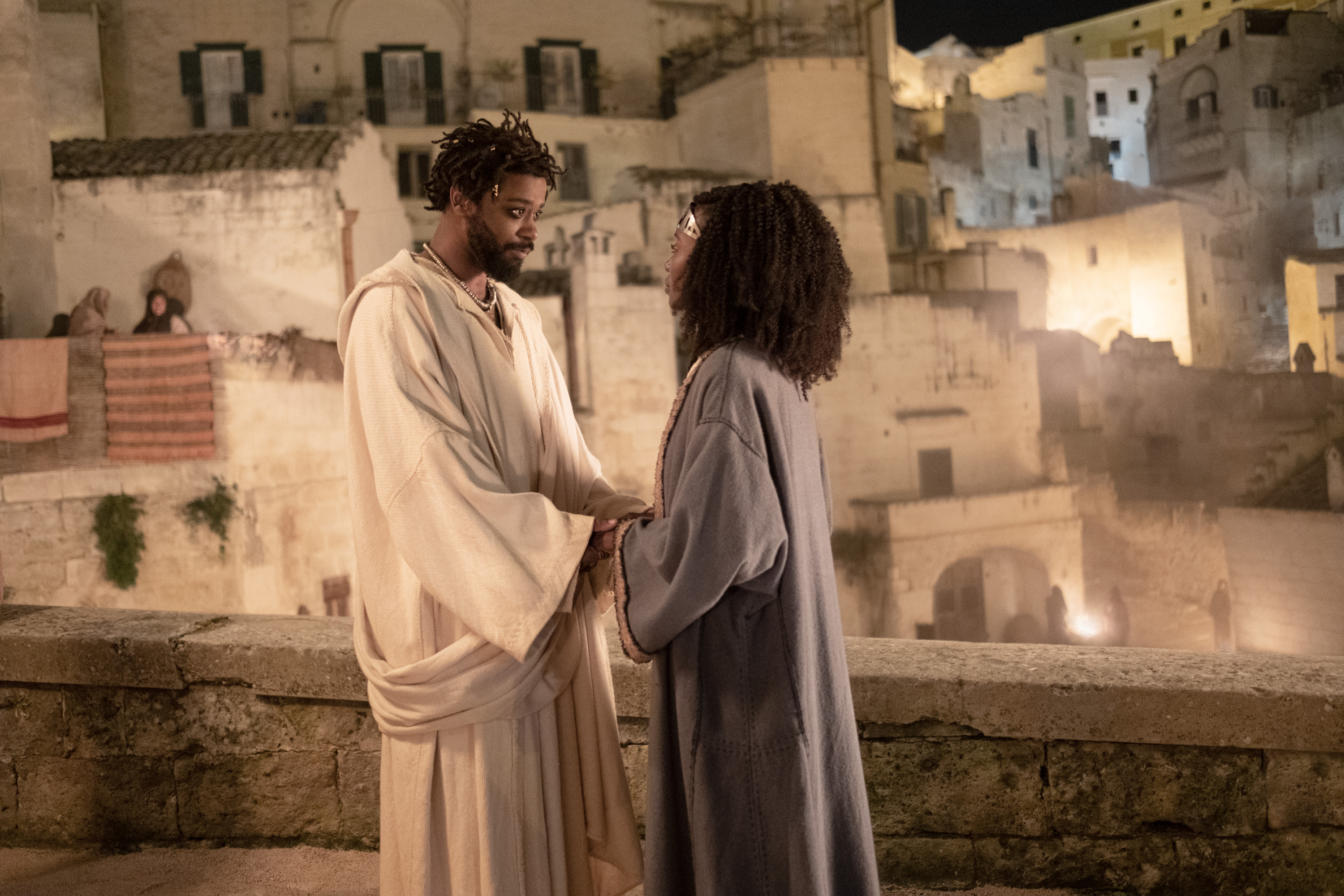 Anna Diop and LaKeith Stanfield in The Book of Clarence (2023)