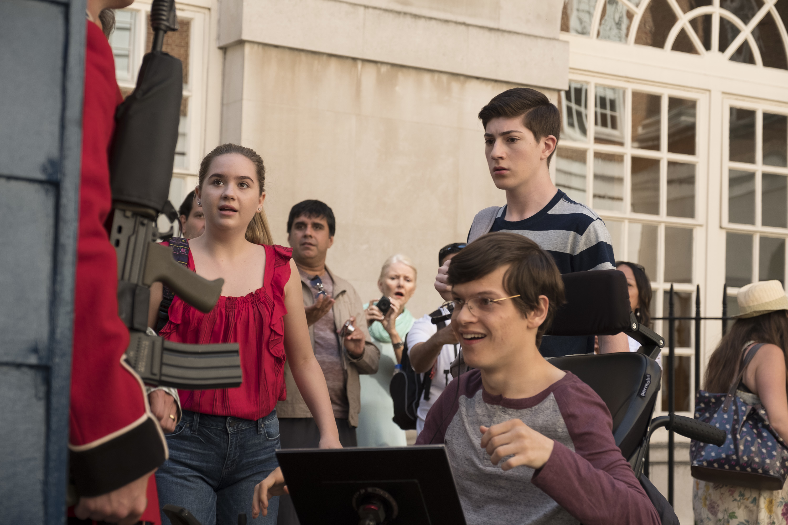 Kyla Kenedy, Mason Cook, and Micah Fowler in Speechless (2016)