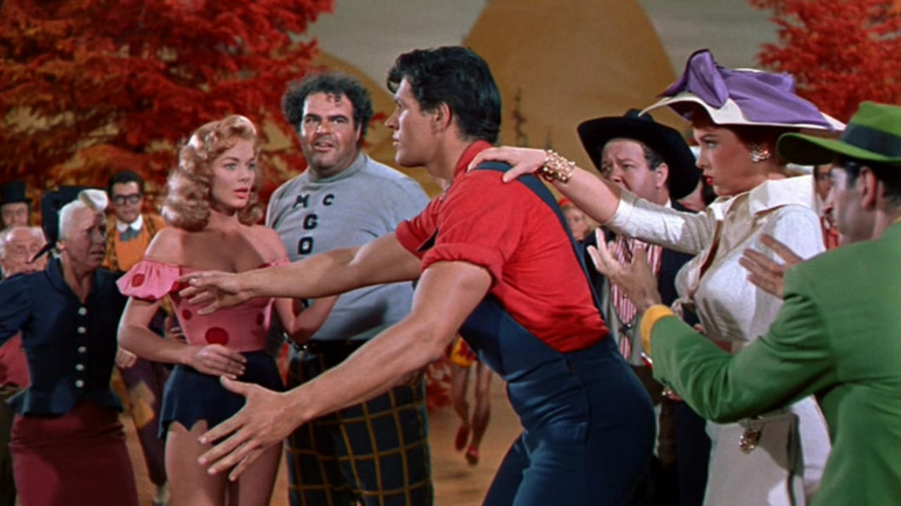 Billie Hayes, Bern Hoffman, Stubby Kaye, Al Nesor, Peter Palmer, and Leslie Parrish in Li'l Abner (1959)