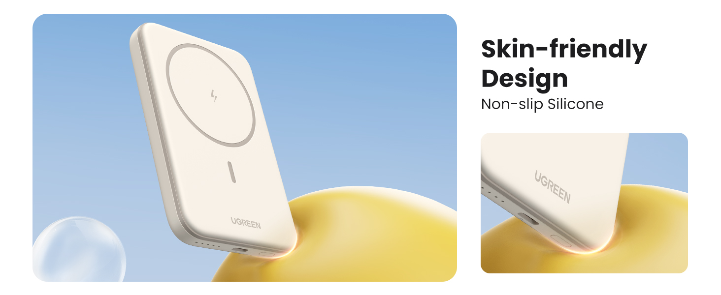 UGREEN Wireless Magnetic Power Bank 5000mAh hautfreundliches Design, rutschfestes Silikon