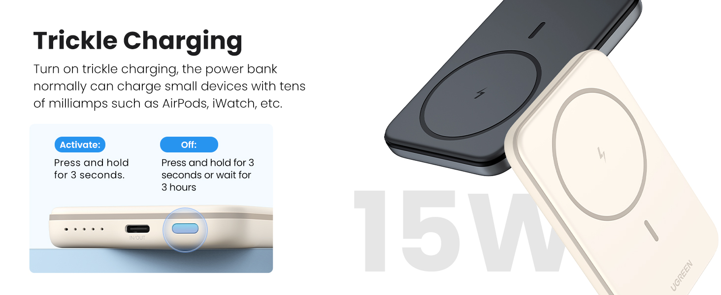 UGREEN Wireless Magnetic Power Bank 5000mAh Erhaltungsladung