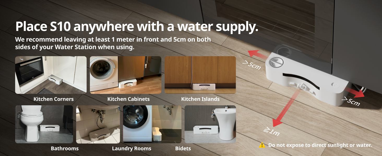 Place S10 anywhere with a water supply