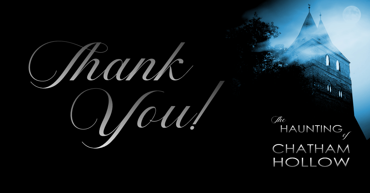 Thank you banner for The Haunting of Chatham Hollow