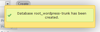 WampServer Database Creation Success Message Screen