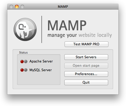 MAMP Shutdown Screen