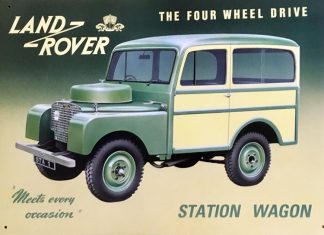 Plaque émaillée relief Land Rover Station Wagon